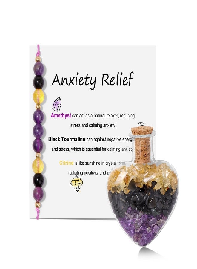 Raicegs Healing Gift Crystals Bracelet for Women Anxiety Relief Bracelet Amethyst Citrine Black Tourmaline Gemstone Beads Protection Spiritual Jewelry for Women - Image 1